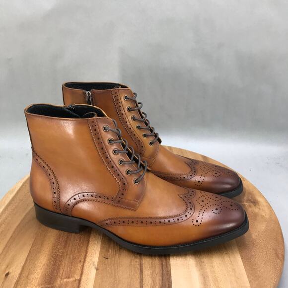 Elegant Brown Leather Derby Boots - Picture 1 of 7